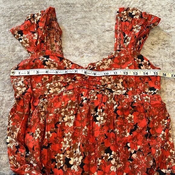 Free People night combo mini dress floral autumn colors sweetheart neckline XS - Picture 6 of 10